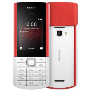 Nokia 5710 Xpress Audio with Built in Wireless Earbuds (Dual sim 4G VoLte)- White and red
