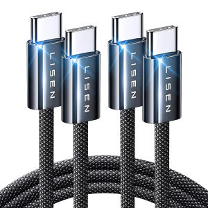 LISEN 2 Pack 240W USB C to USB C Cable 2M USBC to USBC PD Fast Charging Type C Charger Braided Cable for iPhone Accessories 16 16e MacBook Pro iPad Matebook Chromebook Pixel Galaxy S25 Switch 2pack-2M - Image 2