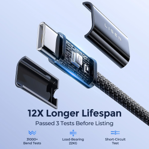 LISEN 2 Pack 240W USB C to USB C Cable 2M USBC to USBC PD Fast Charging Type C Charger Braided Cable for iPhone Accessories 16 16e MacBook Pro iPad Matebook Chromebook Pixel Galaxy S25 Switch 2pack-2M - Image 5